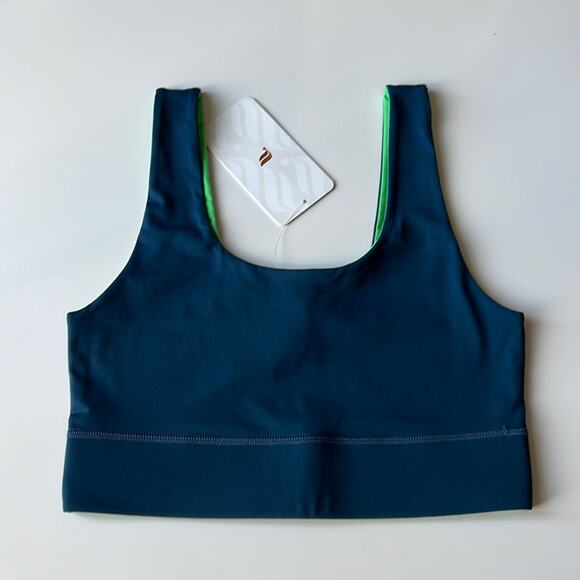 Fabletics Harlow Reversible Medium Impact Sports Bra Blue Green Size S - Picture 1 of 9